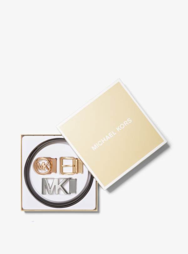 Damske Opasky Michael Kors 6-in-1 Leather and Logo Čierne Hnede - Doplnky Michael Kors Obchod | IFQSK-1935